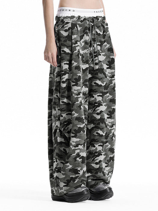 Wconcept_Treemingbird Camo Double Waist Sagging Sweat Pants [ Light Gray ]