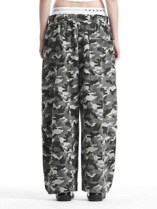 Wconcept_Treemingbird Camo Double Waist Sagging Sweat Pants [ Light Gray ]