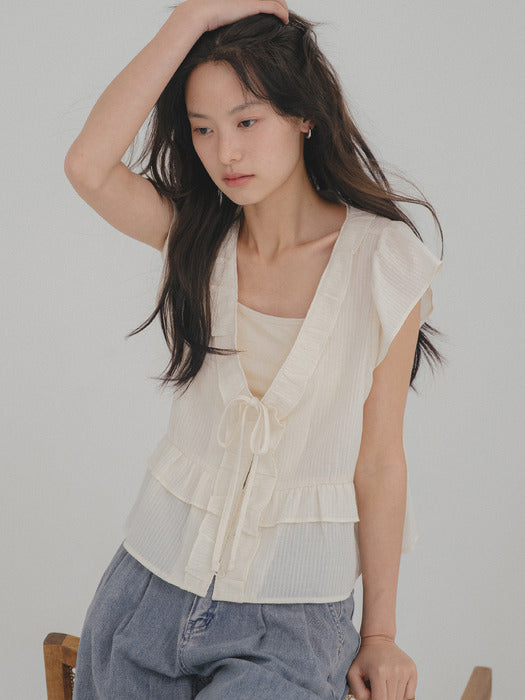 Tillidie V-Neck Ruffle Blouse Butter