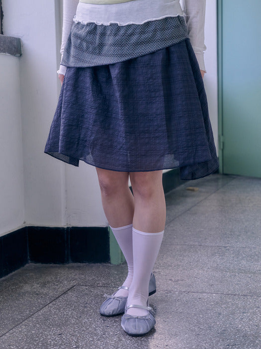 Ambler Dot Layered Double Layer Midi Skirt (Dark-Gray)