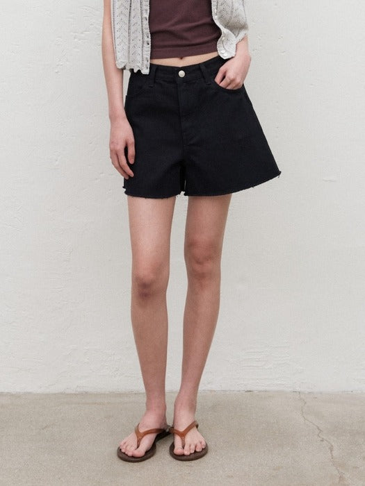 Mango Maniplease Kist Denim Shorts Black