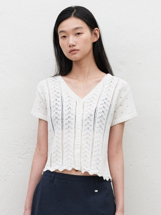 Mango Maniplease Ginger Crochet Cardigan Ivory