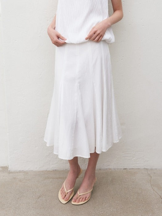 Mango Maniplease Flutt Flare Skirt White