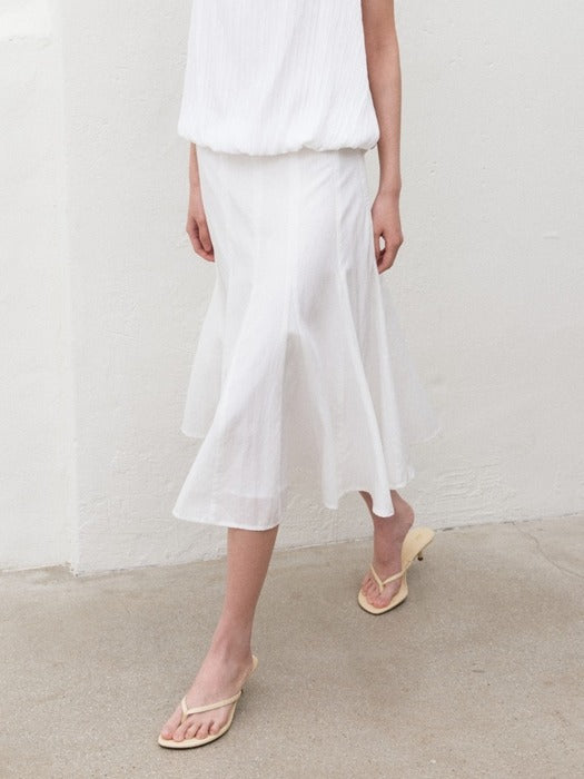Mango Maniplease Flutt Flare Skirt White