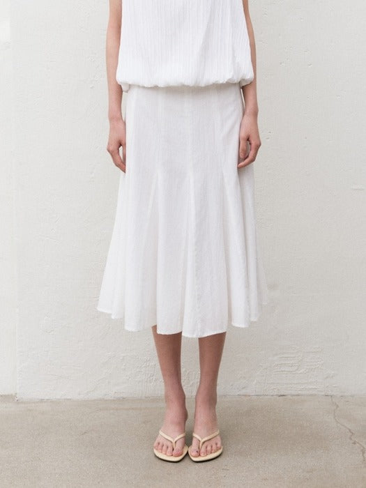 Mango Maniplease Flutt Flare Skirt White
