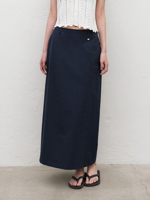 Mango Maniplease Pound Cotton Skirt Navy