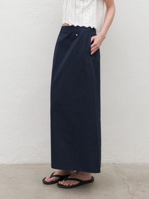 Mango Maniplease Pound Cotton Skirt Navy