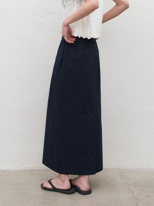 Mango Maniplease Pound Cotton Skirt Navy