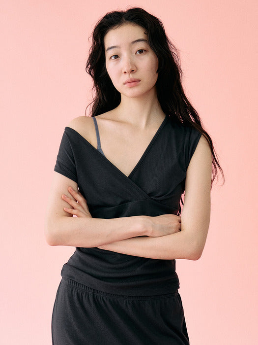 Mango Maniplease York Wrap Tee Charcoal