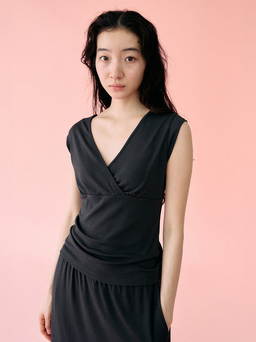Mango Maniplease York Wrap Tee Charcoal