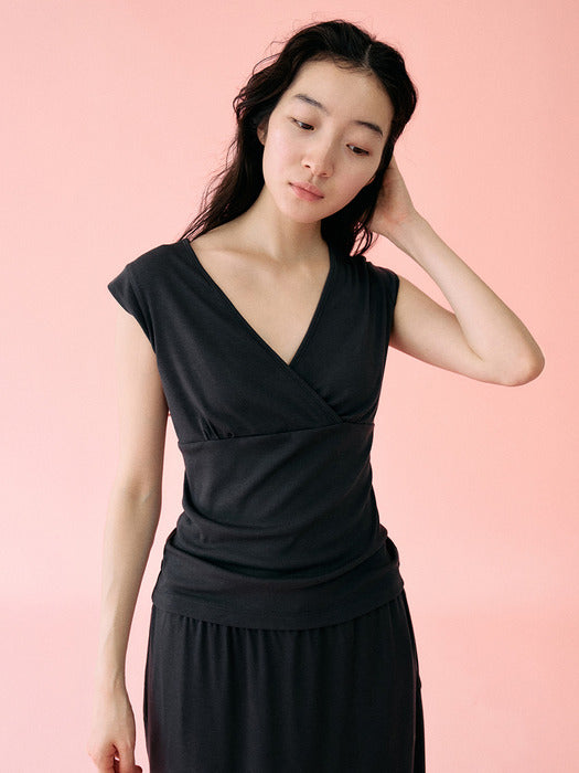 Mango Maniplease York Wrap Tee Charcoal