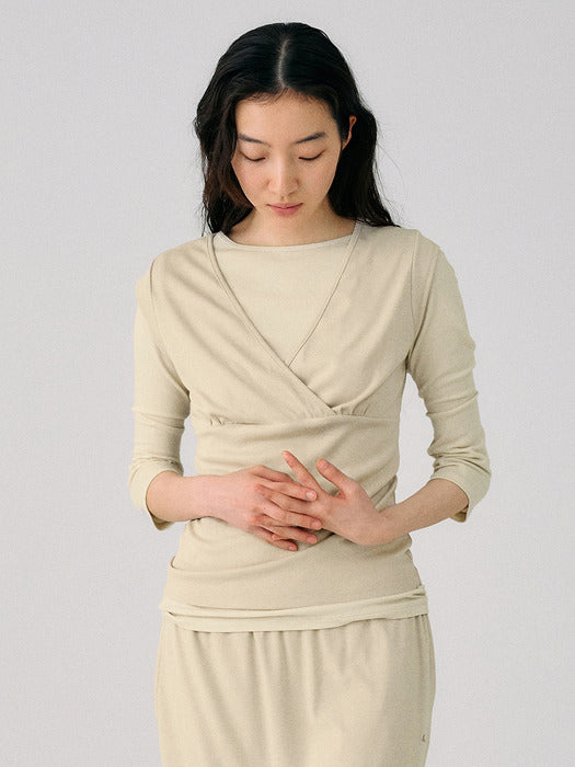 Mango Maniplease York Wrap Tee Milk Beige