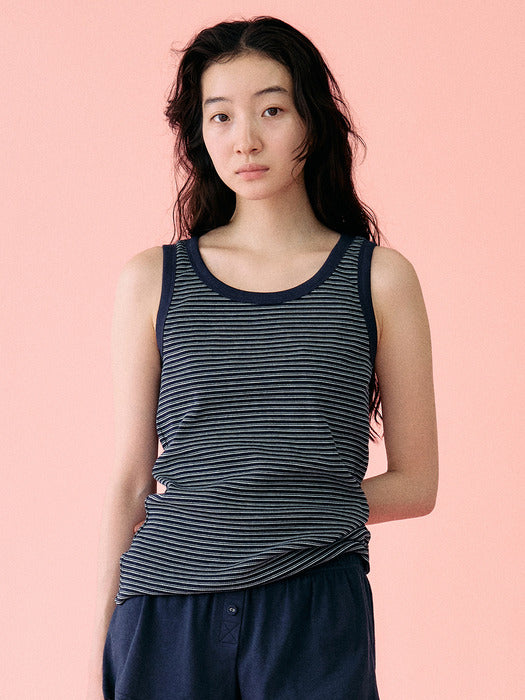 Mango Maniplease Unit Sleeveless Navy Stripe