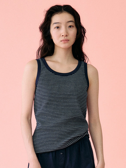 Mango Maniplease Unit Sleeveless Navy Stripe