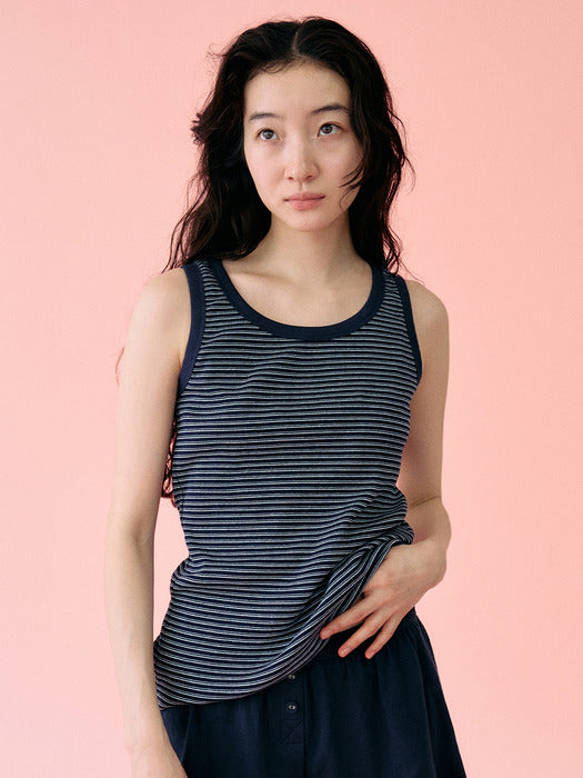 Mango Maniplease Unit Sleeveless Navy Stripe