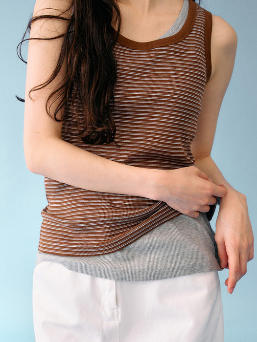 Mango Maniplease Unit Sleeveless Brown Stripe
