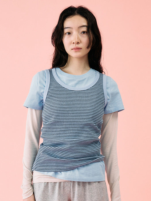 Mango Maniplease Unit Sleeveless Sky Stripe
