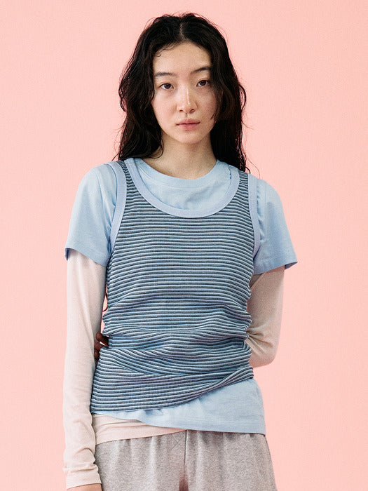 Mango Maniplease Unit Sleeveless Sky Stripe