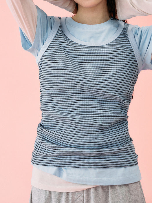 Mango Maniplease Unit Sleeveless Sky Stripe