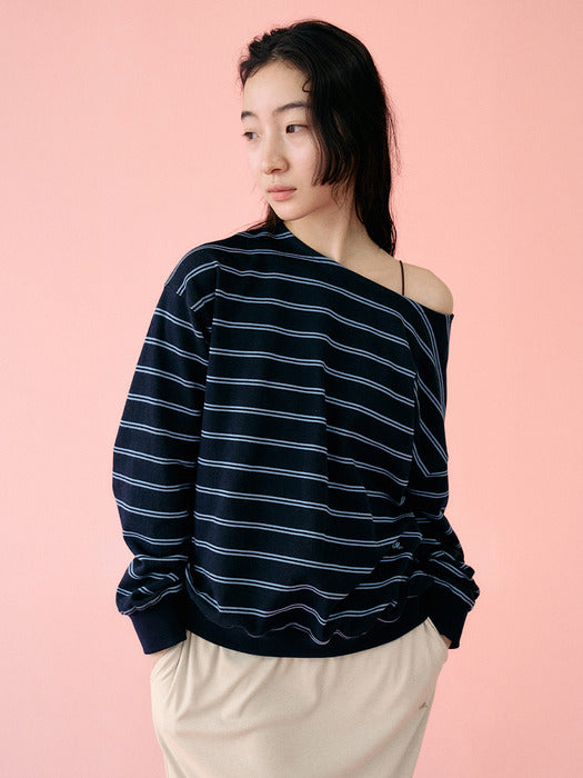 Mango Maniplease Yeva Sweatshirt Navy Stripe