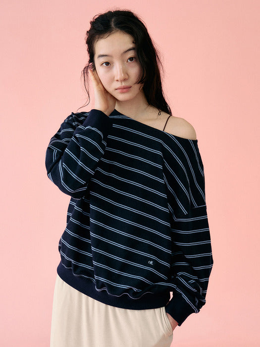 Mango Maniplease Yeva Sweatshirt Navy Stripe