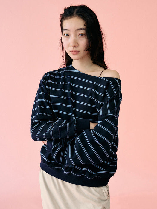 Mango Maniplease Yeva Sweatshirt Navy Stripe
