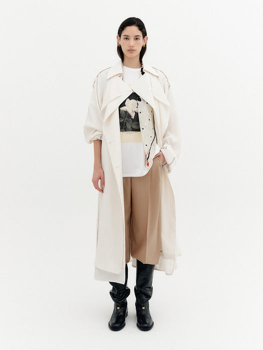 Eenk Layered Collar Trench Coat - Ivory