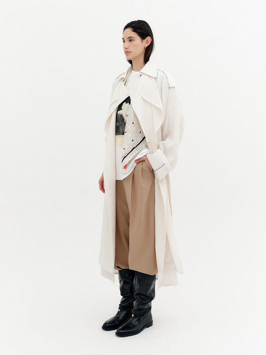 Eenk Layered Collar Trench Coat - Ivory