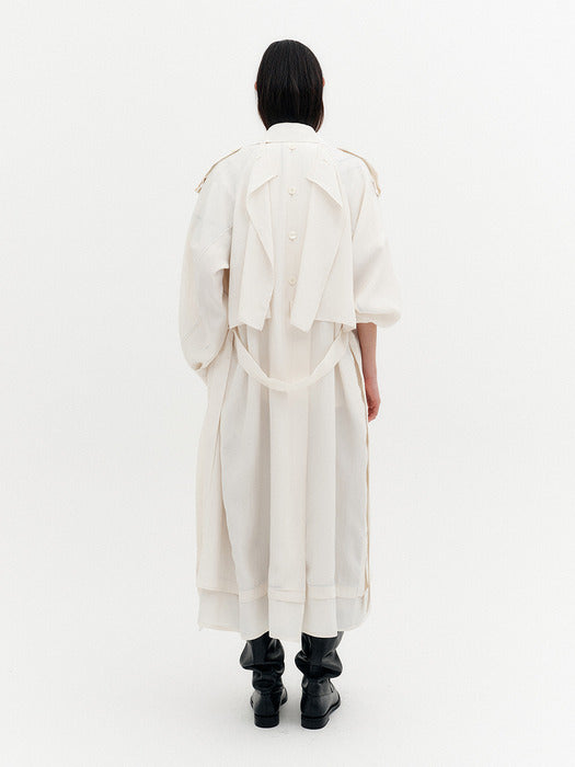 Eenk Layered Collar Trench Coat - Ivory