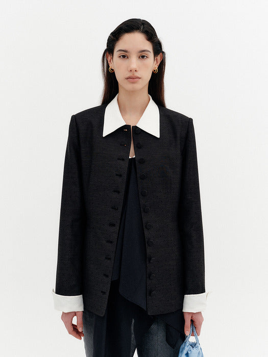 Eenk Convertible Collar Jacket - Black