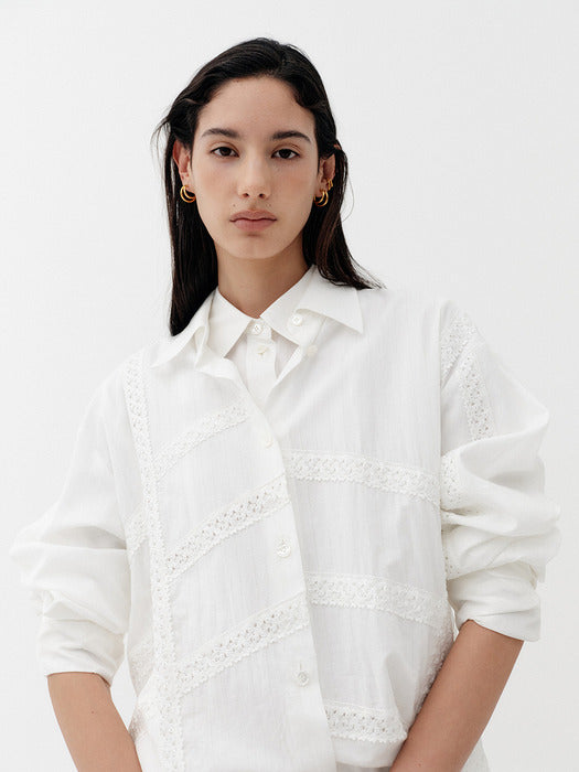 Eenk Lace Detail Panel Shirt - White