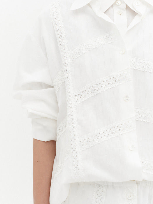 Eenk Lace Detail Panel Shirt - White