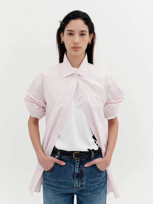 Eenk Classic Logo Embroidered Shirt - Light Pink