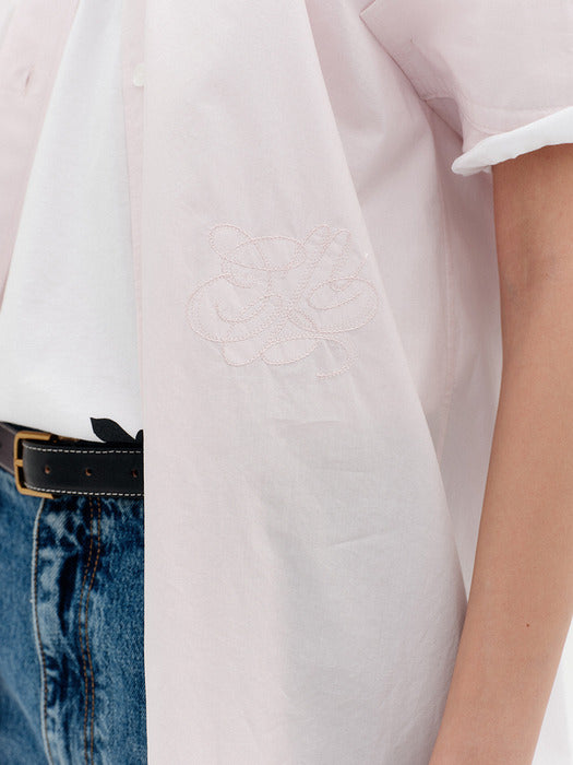 Eenk Classic Logo Embroidered Shirt - Light Pink