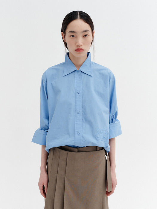 Eenk Classic Logo Embroidered Shirt - Blue