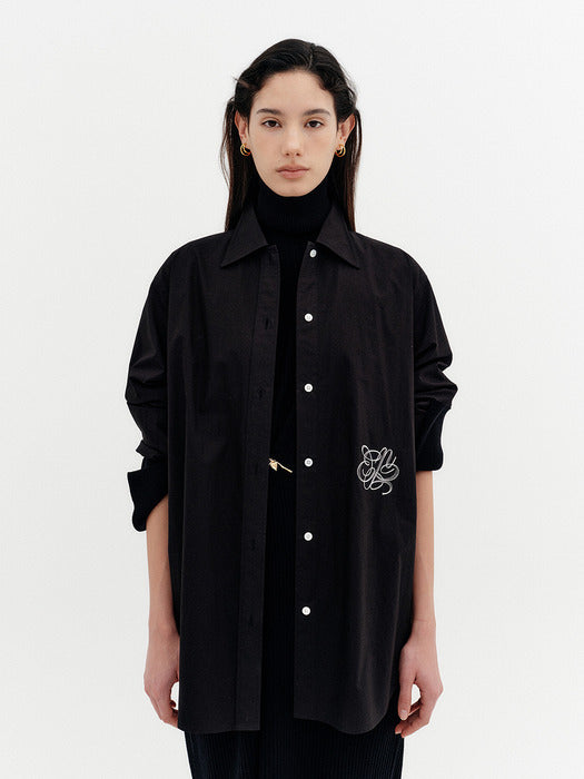 Eenk Classic Logo Embroidered Shirt - Black