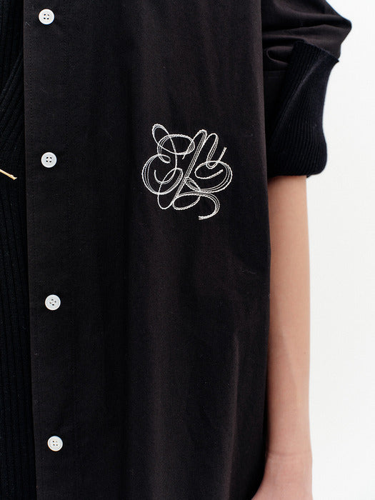 Eenk Classic Logo Embroidered Shirt - Black