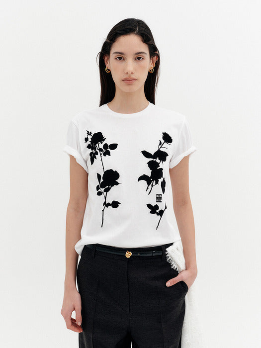 Eenk Front Rose Graphic T-shirt - White