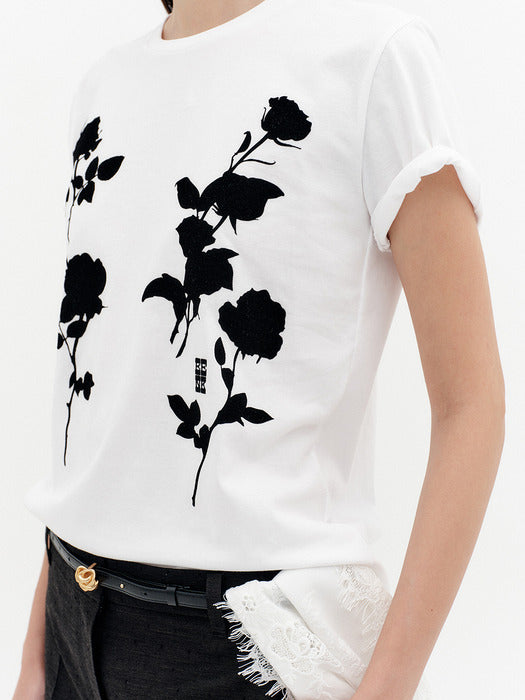 Eenk Front Rose Graphic T-shirt - White