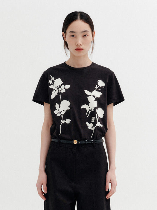Eenk Front Rose Graphic T-shirt - Black