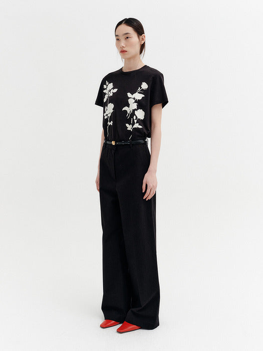 Eenk Front Rose Graphic T-shirt - Black