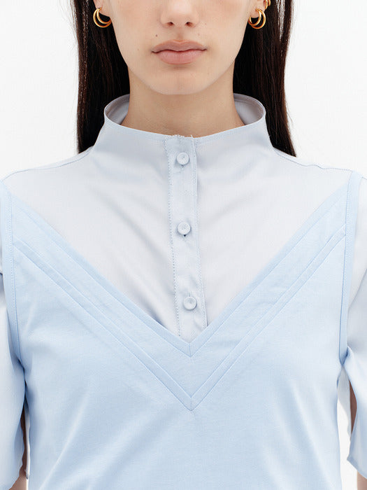 Eenk Double V-Neck Panel Sleeveless - Sky Blue