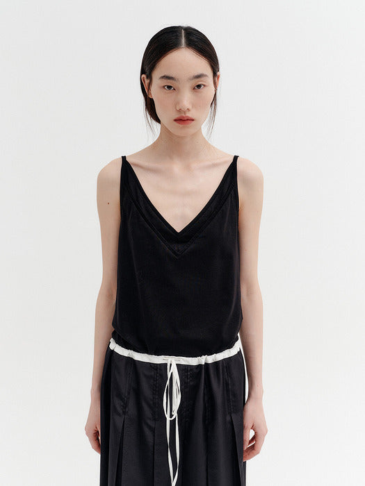 Eenk Double V-Neck Panel Sleeveless - Black