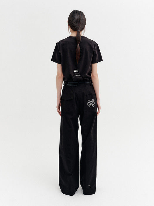 Eenk Embroidered Detail Pocket Pants - Black