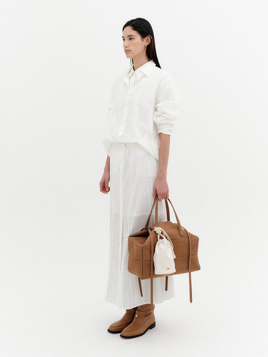 Eenk Lace Detail Panel Skirt - White