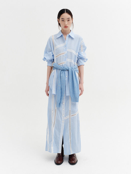 Eenk Lace Detail Panel Skirt - Sky Blue