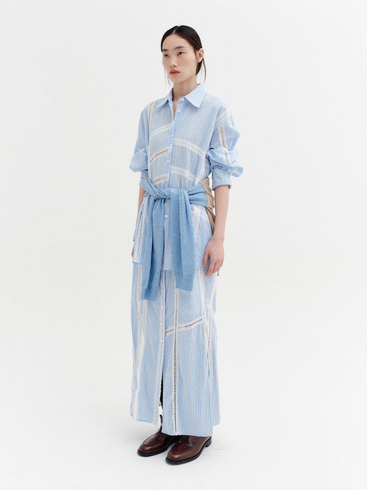 Eenk Lace Detail Panel Skirt - Sky Blue