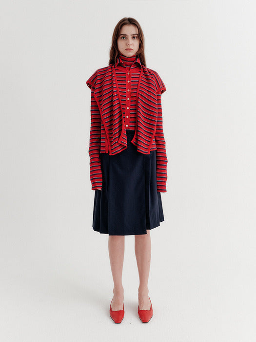 Eenk Multi-Way Button Cardigan - Red