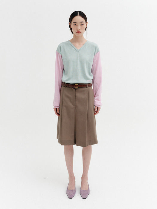 Eenk V-neck Contrast Knitwear Top - Mint