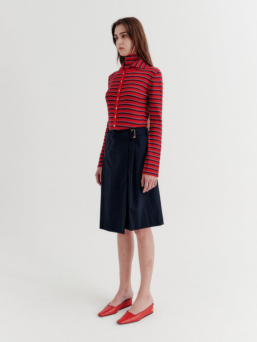 Eenk High-neck Layered Knitwear Top - Red